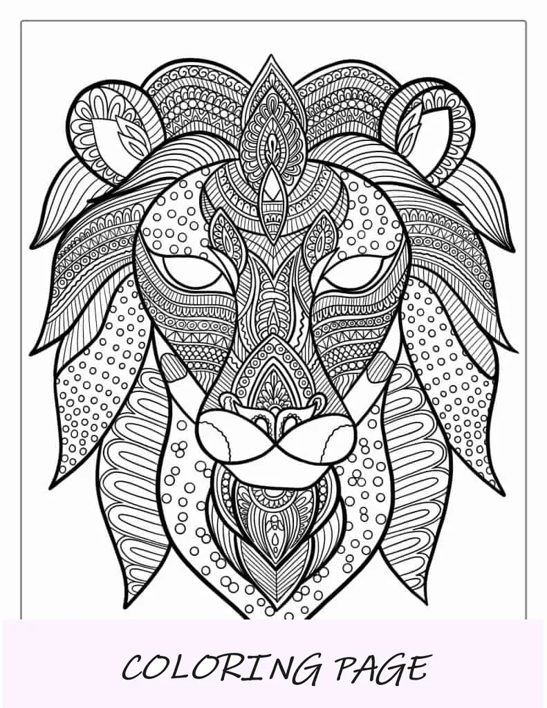 Mandala Leão detalhada para colorir