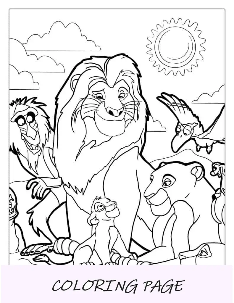 Personagens do Rei Leão da Disney para colorir para crianças