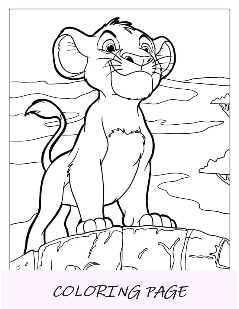 Desenhos para colorir de Simba Standing On Pride Rock para crianças