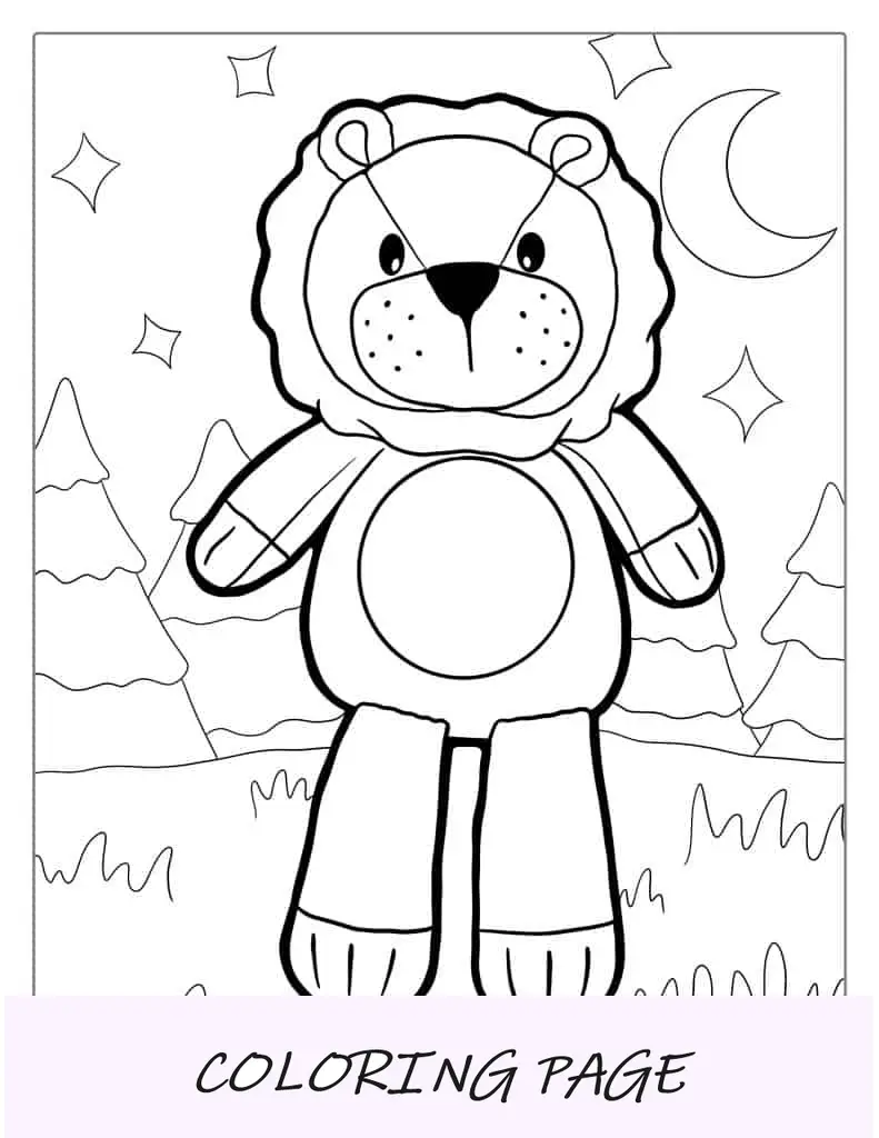 Brinquedo de leão fofo para colorir para crianças