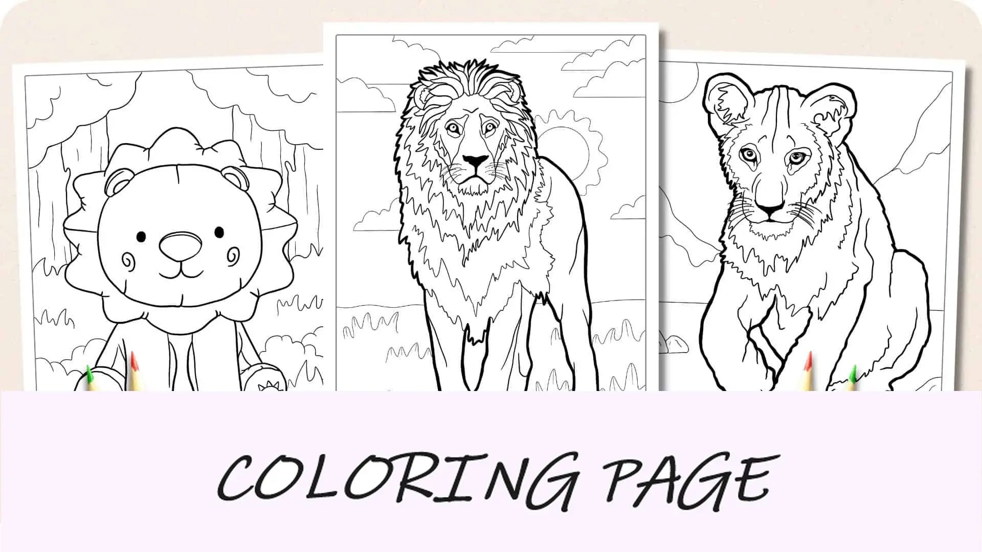 Imagem em destaque de páginas para colorir de leão