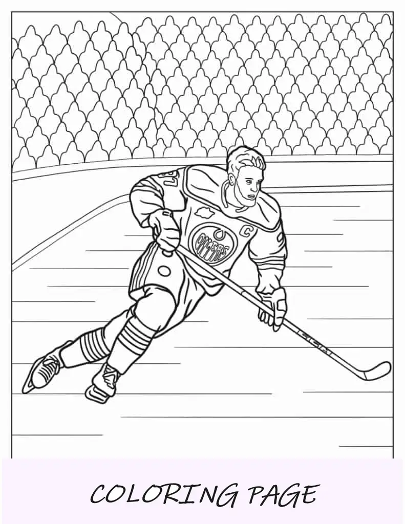 Página para colorir de Connor McDavid de Edmonton Oilers