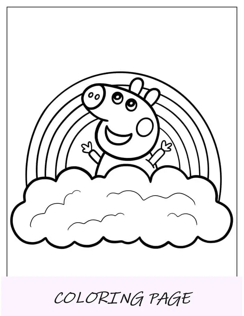 Foglio da colorare arcobaleno di Peppa Pig