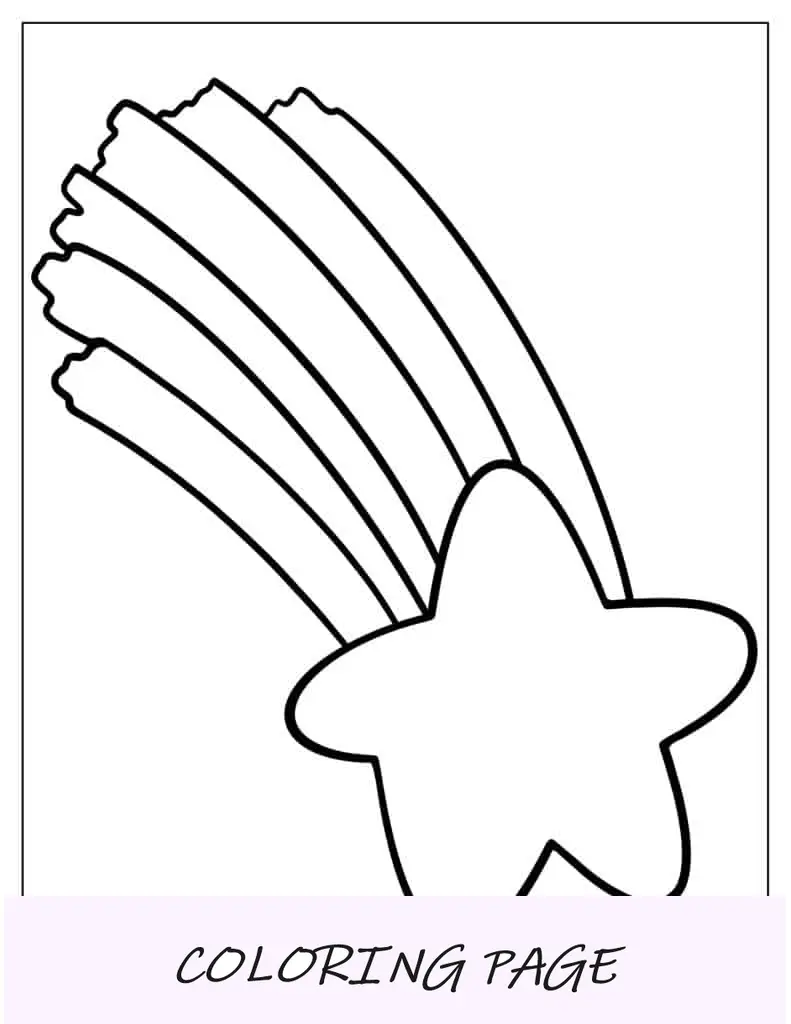 Pagina da colorare di stelle cadenti arcobaleno