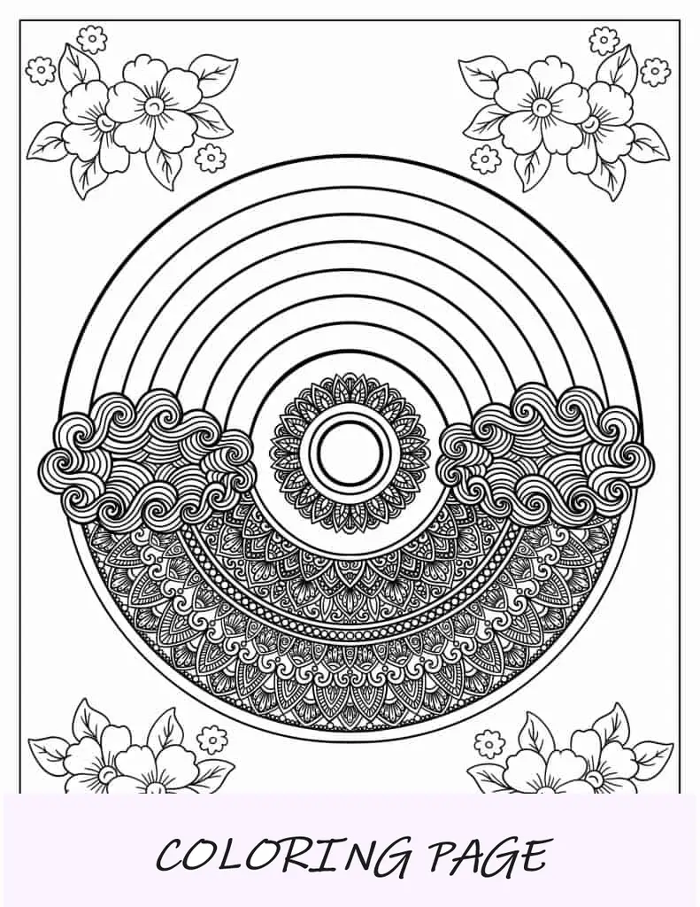 Mandala arcobaleno dettagliato da colorare