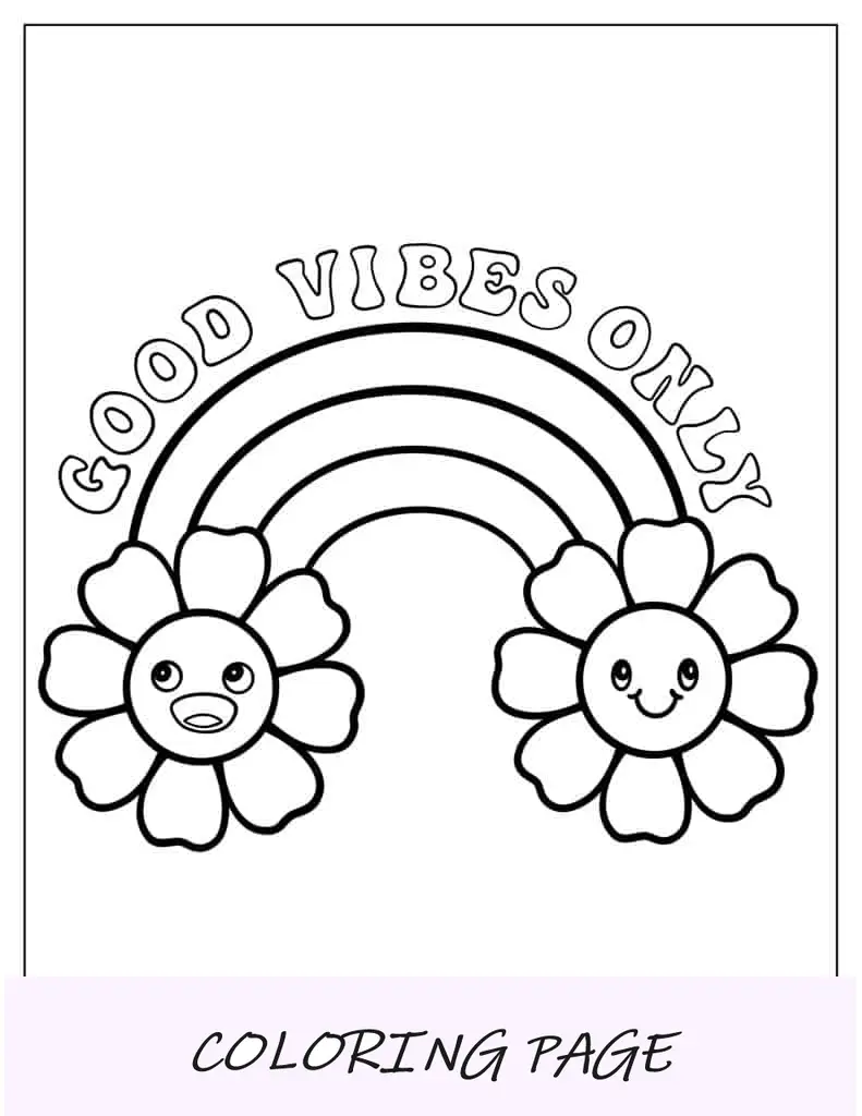 Foglio da colorare arcobaleno a tema hippy