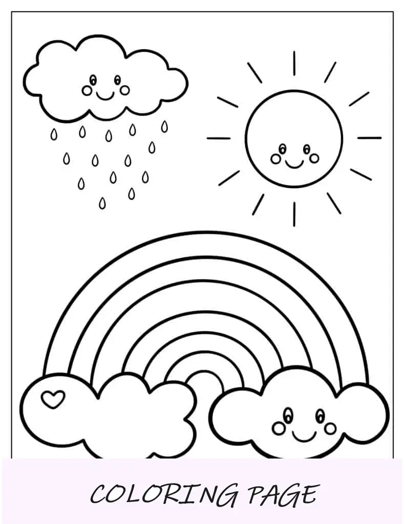 Pagina da colorare di arcobaleno per i più piccoli