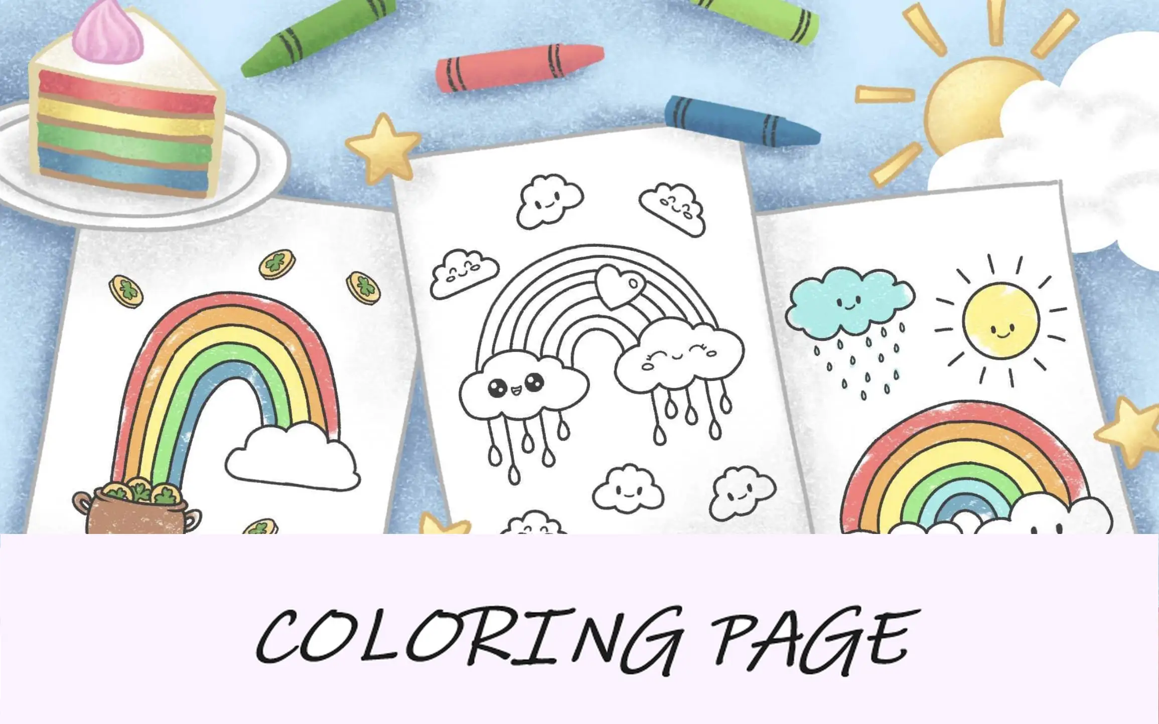 Le pagine da colorare arcobaleno presentano l'immagine
