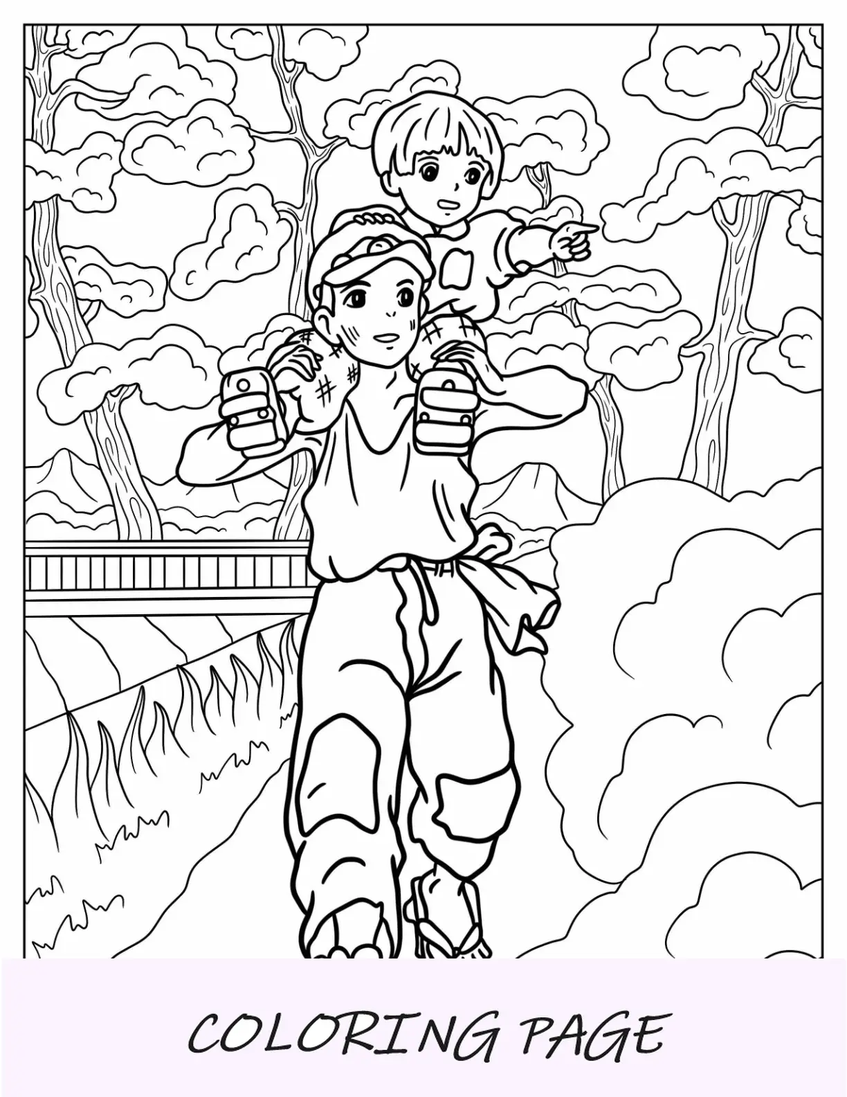 Dibujo para colorear de Studio Ghibli de La tumba de las luciérnagas Setsuko en Seita