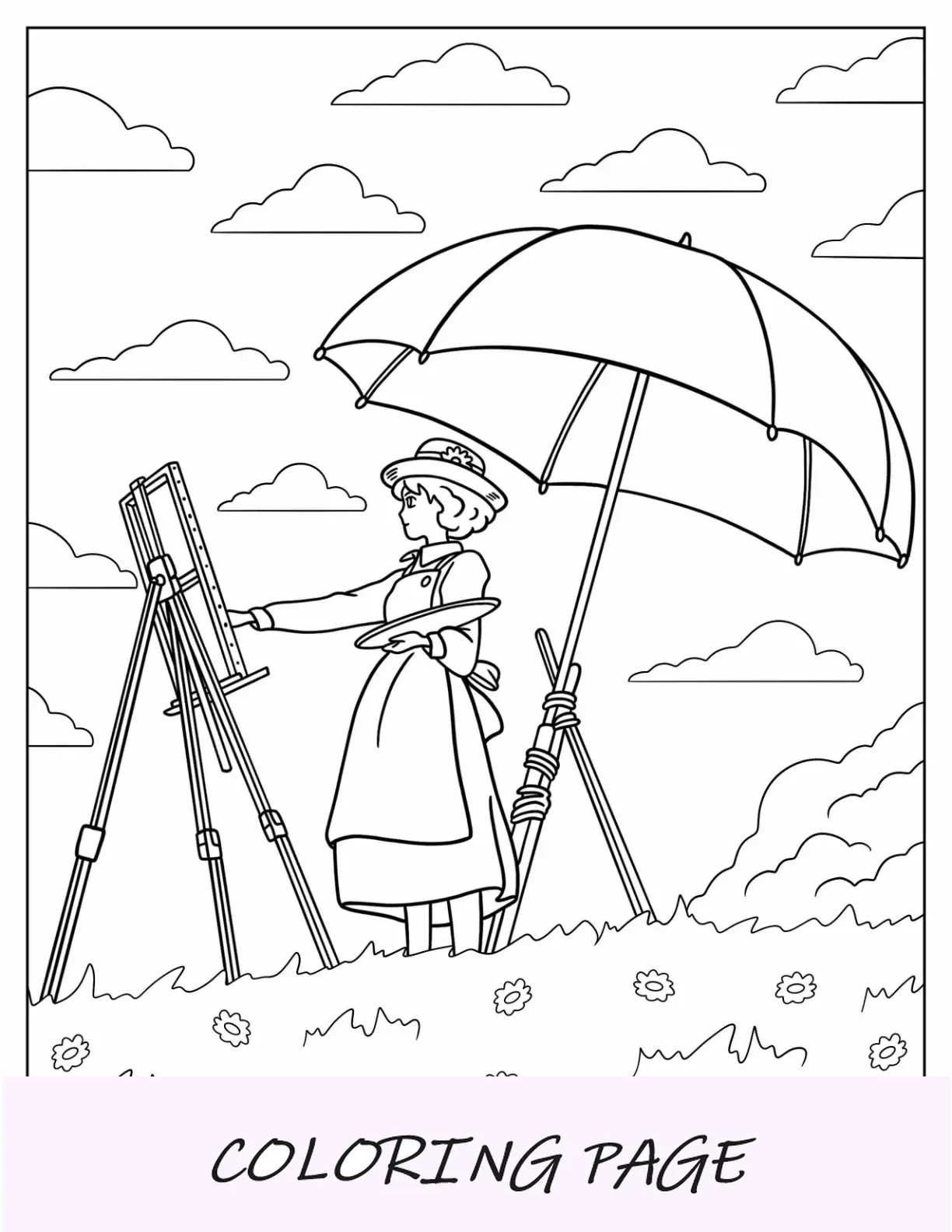 Dibujo para colorear de Studio Ghibli de El viento se levanta Pintura de Nahoko Satomi