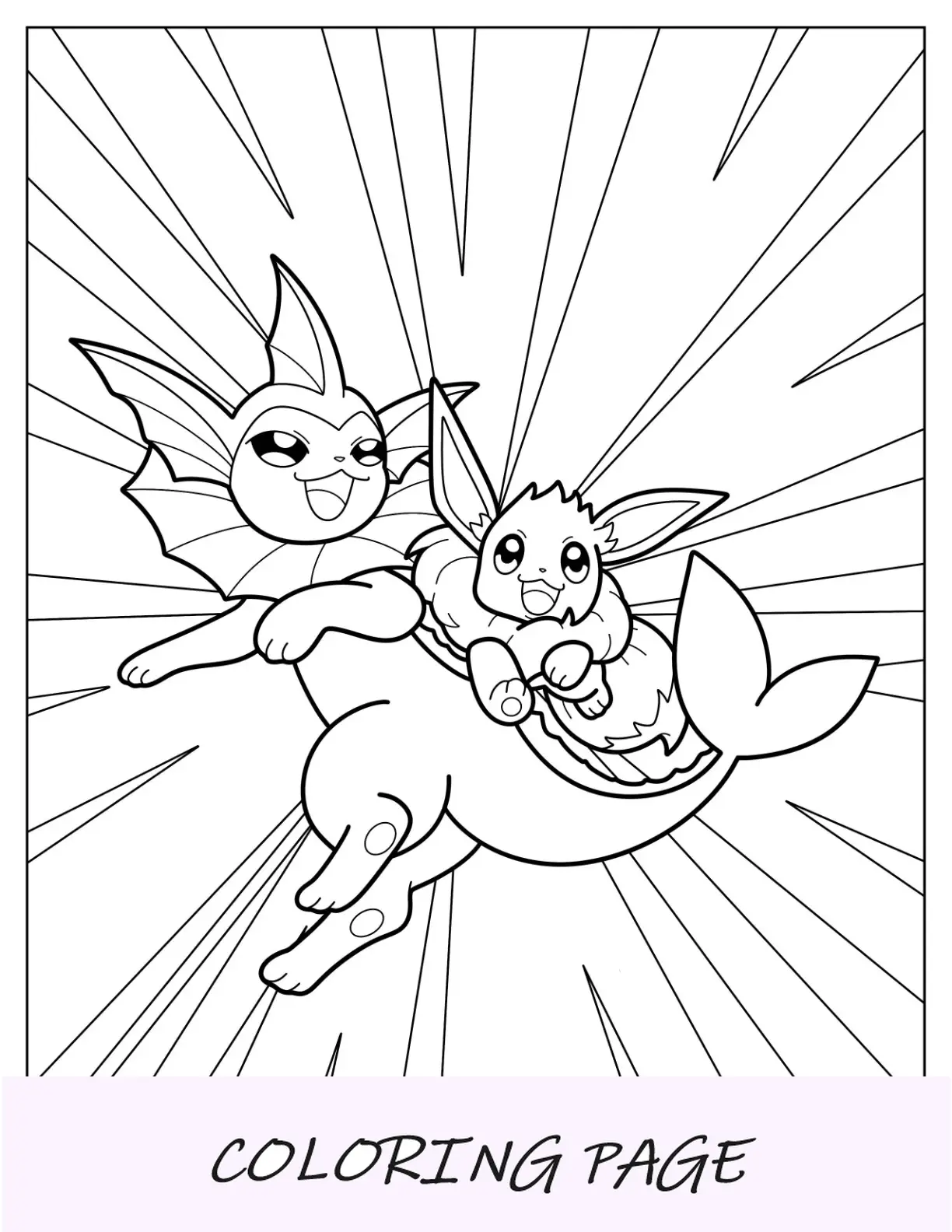 Dibujo para colorear de Vaporeon nadando en un vaso de agua