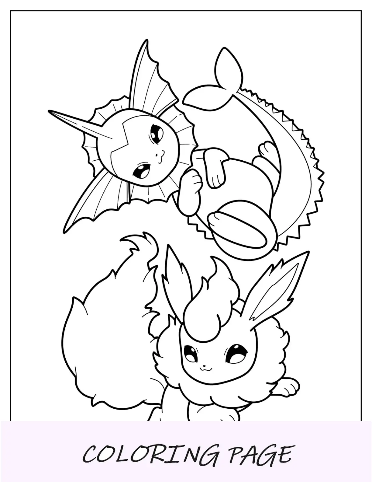 Dibujo para colorear de Vaporeon juguetón jugando con agua