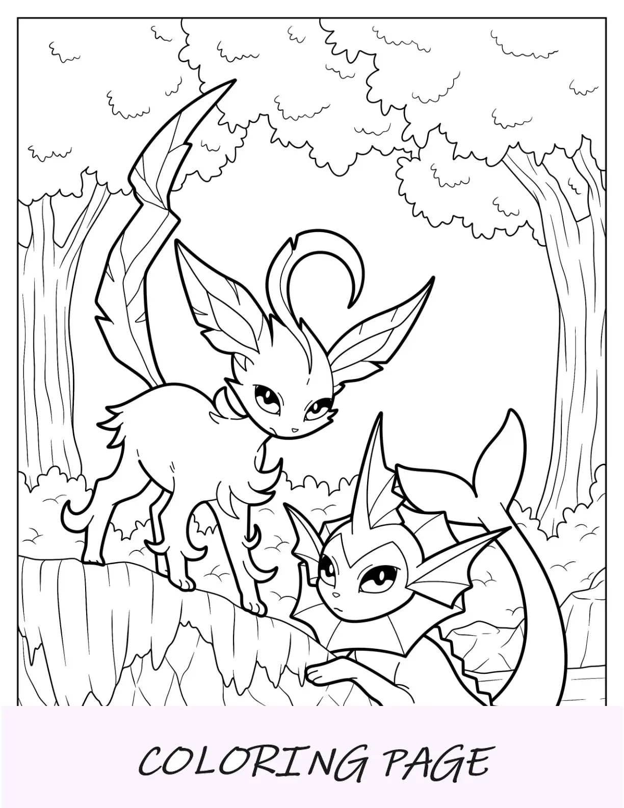 Jolteon Abrazando a Vaporeon Página para colorear