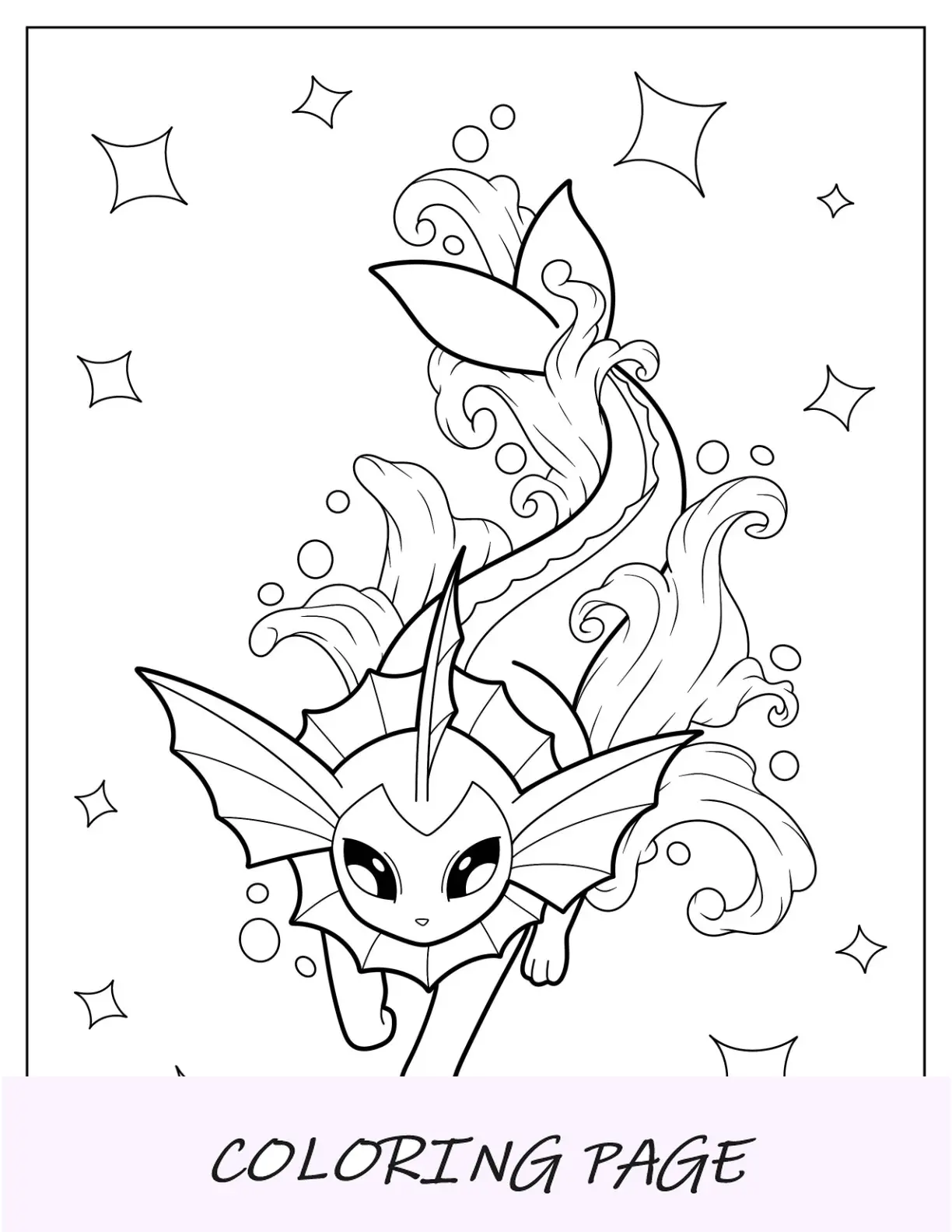 Lindo Sylveon Con Vaporeon Página Para Colorear