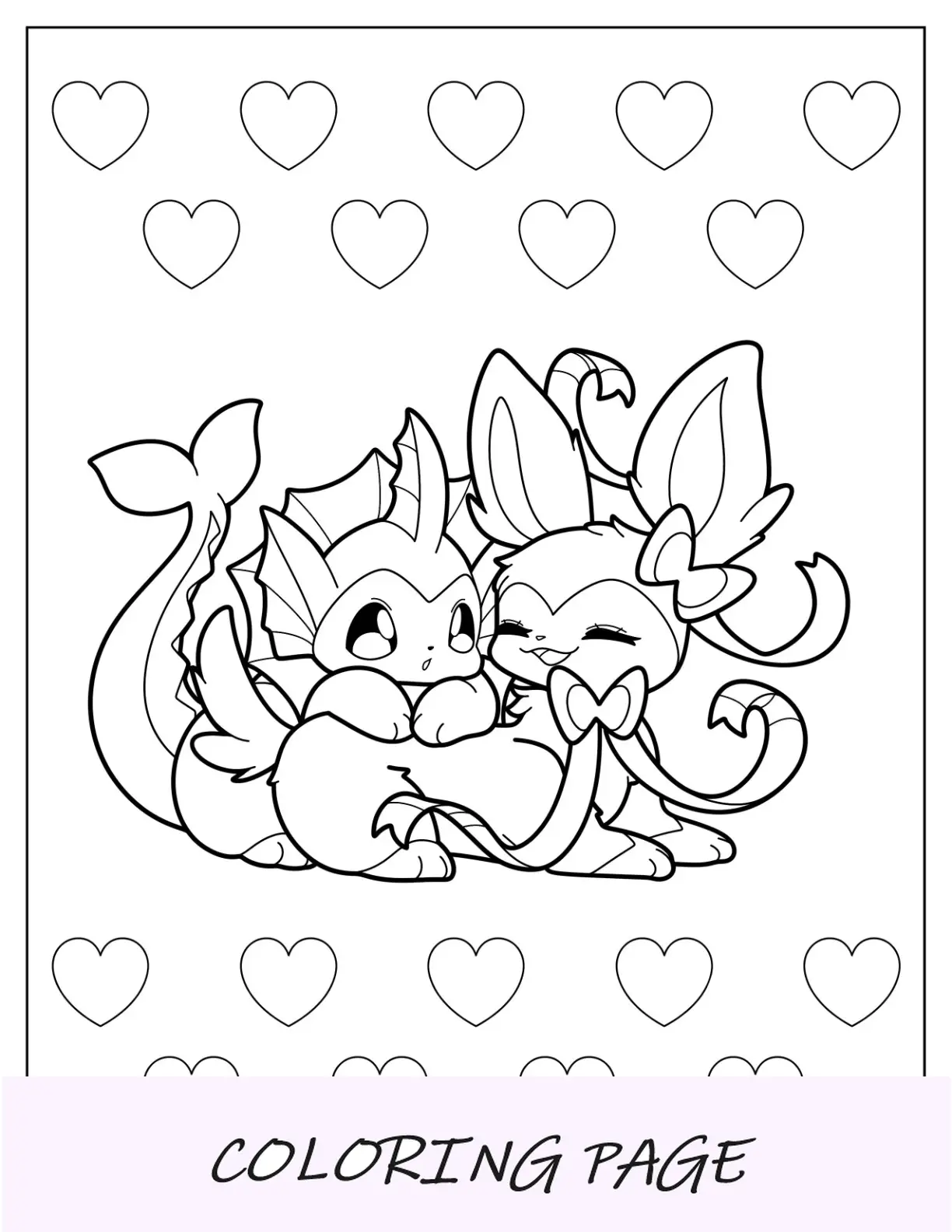 Dibujo para colorear de Eevee y Vaporeon