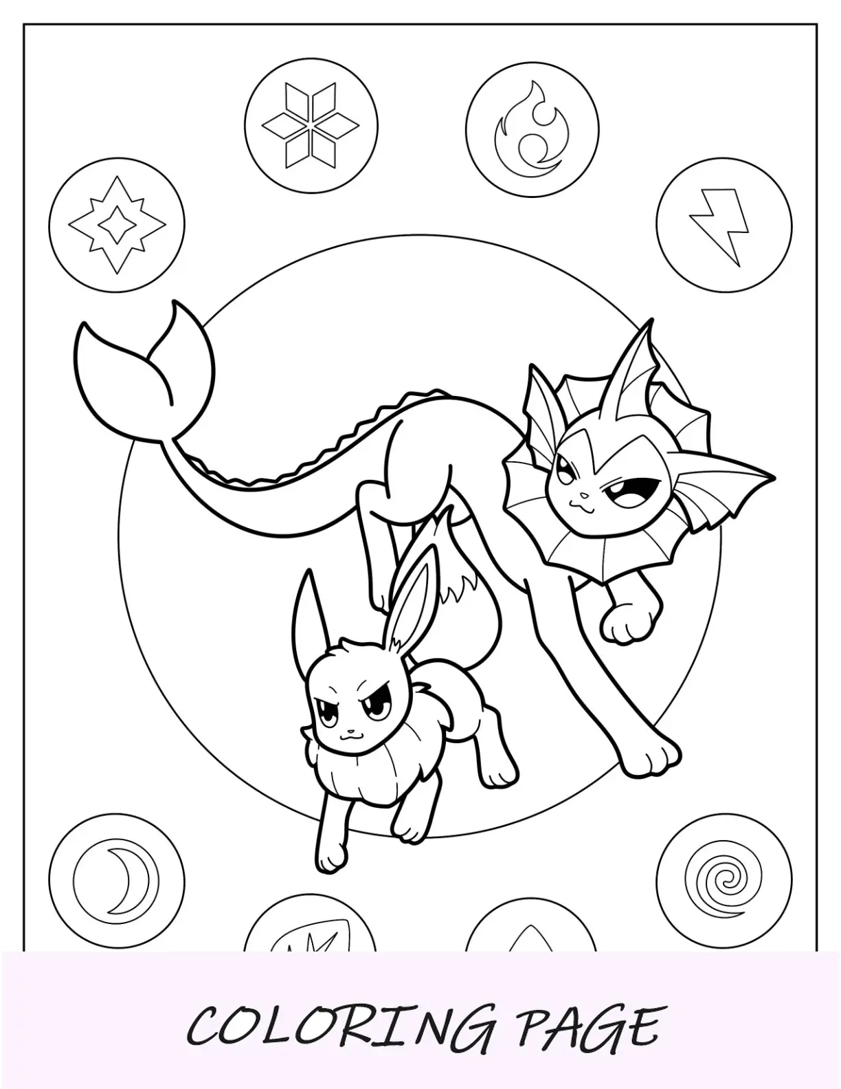 Dibujo Para Colorear De Vaporeon Tarjeta Pokemon Despertar Torrencial