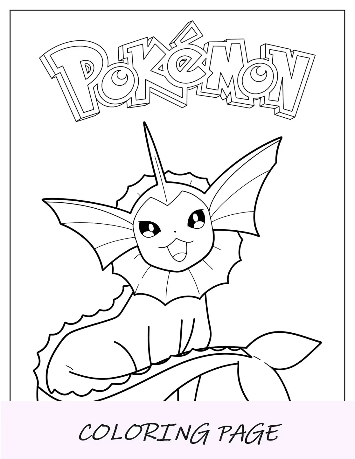 Página para colorear de Vaporeon con fondo de Pokeball para niños