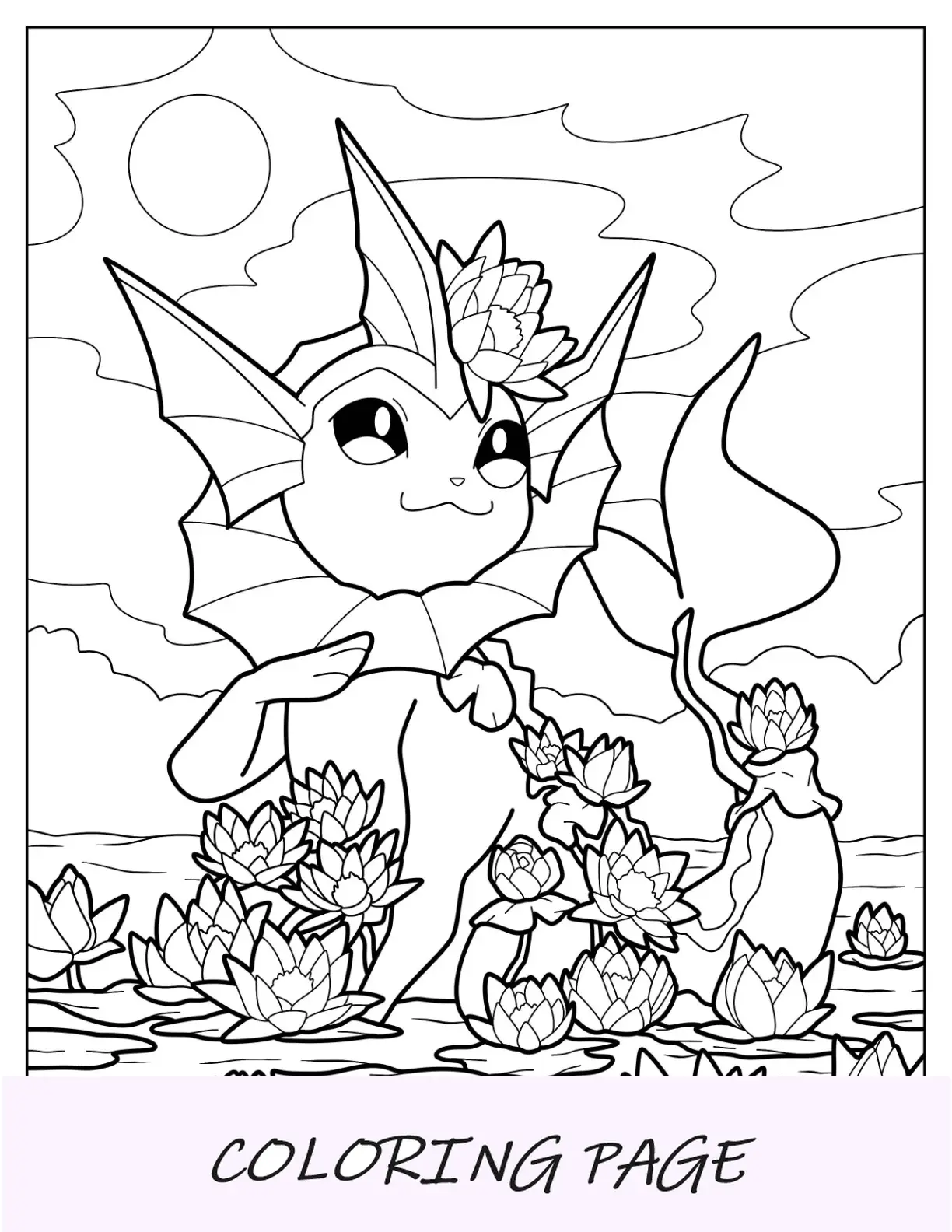 Mega Vaporeon Página Para Colorear