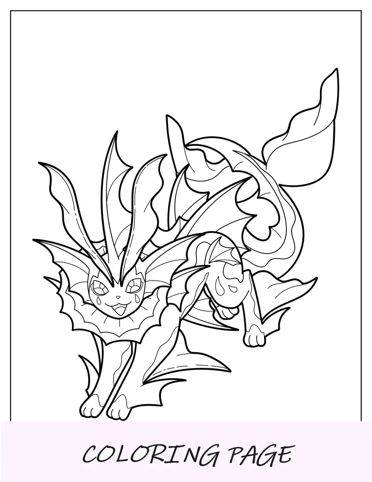 Página Para Colorear De Vaporeon Kawaii Para Niños