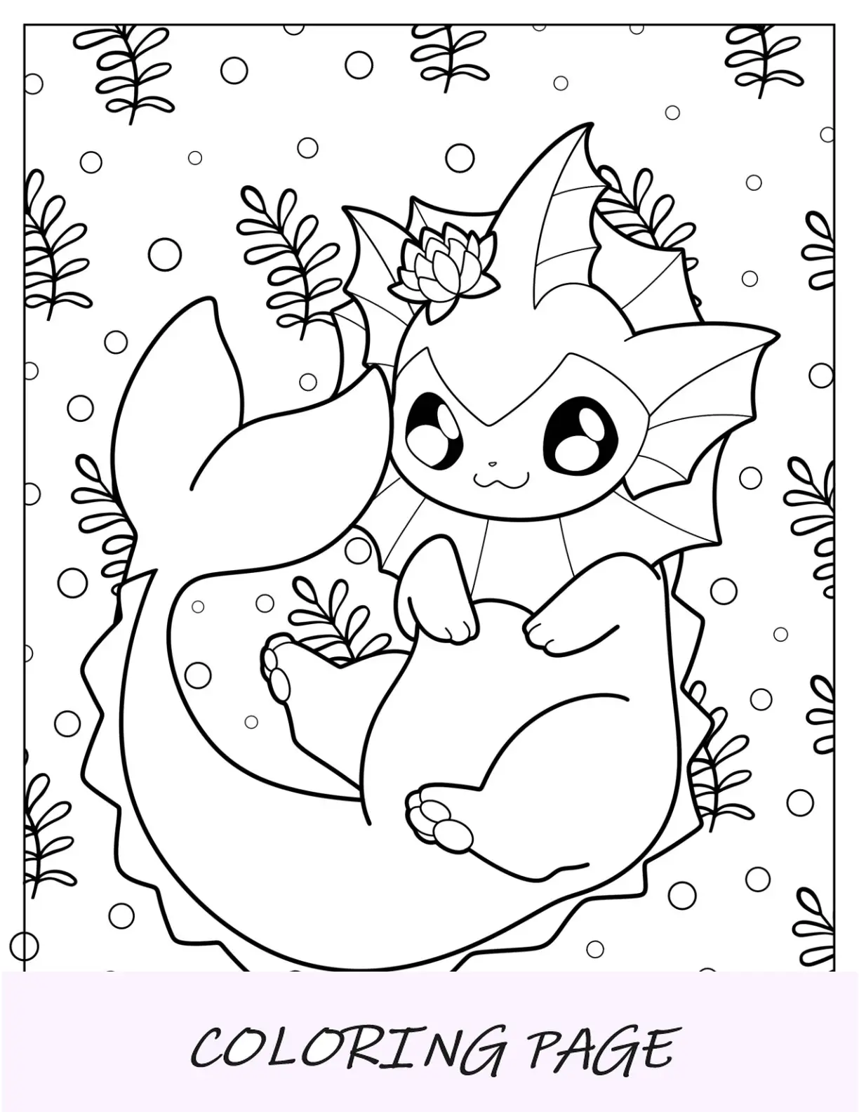Página para colorear fácil de Vaporeon para niños en edad preescolar