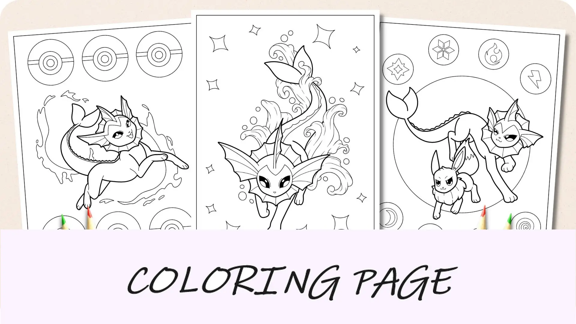 Dibujos para colorear de Vaporeon Imagen destacada