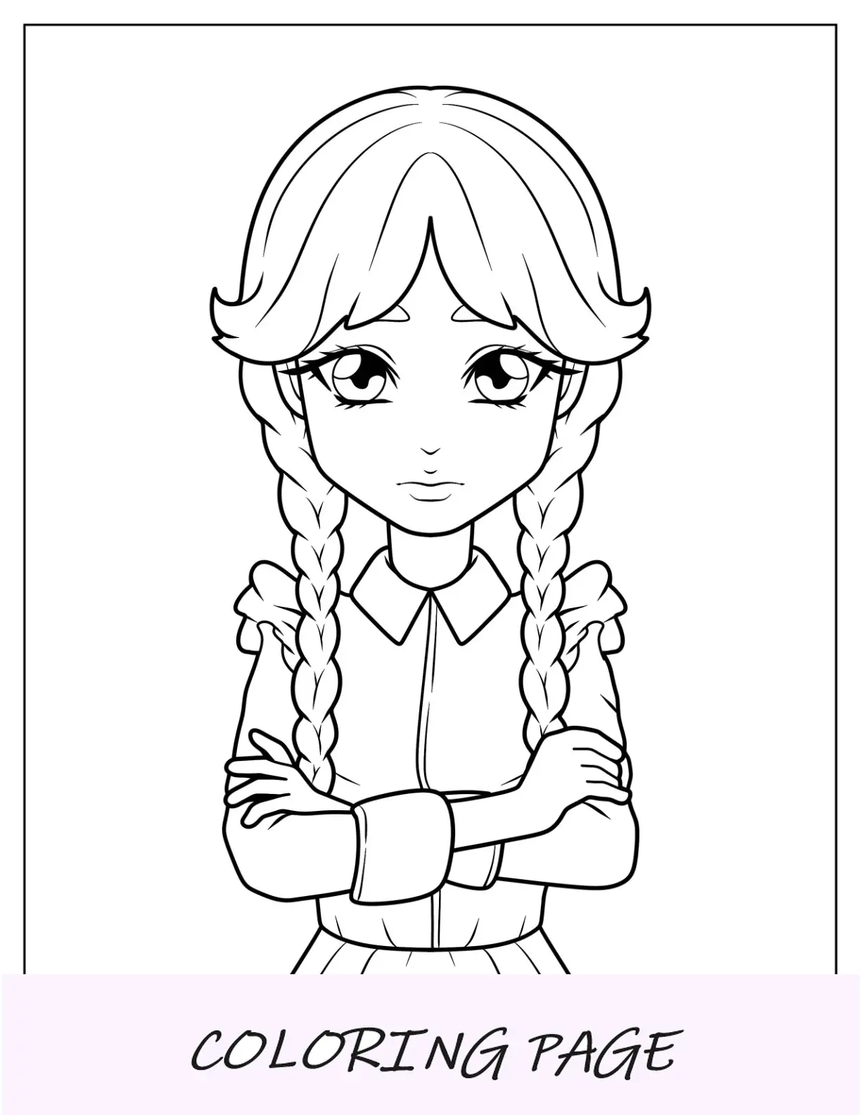 Página para colorir de quarta-feira Kawaii para crianças