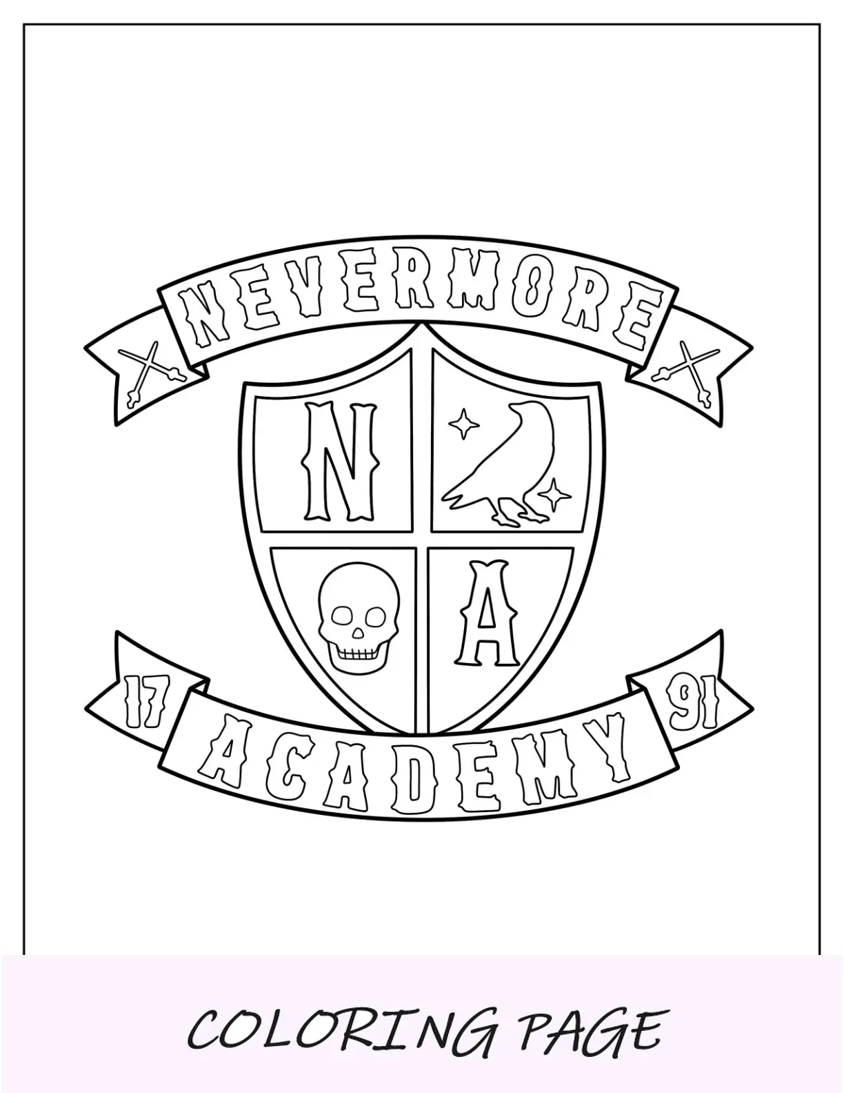 Quarta-feira para colorir do logotipo da Nevermore Academy