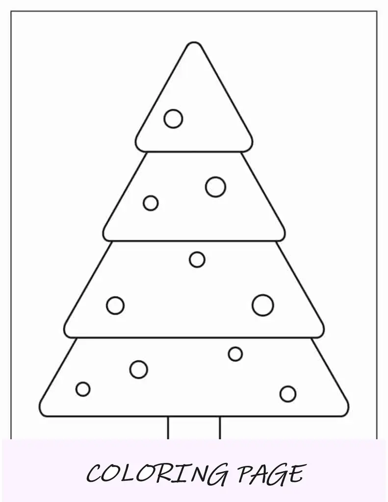 Árvore de Natal de duas meias páginas com modelo de decoração