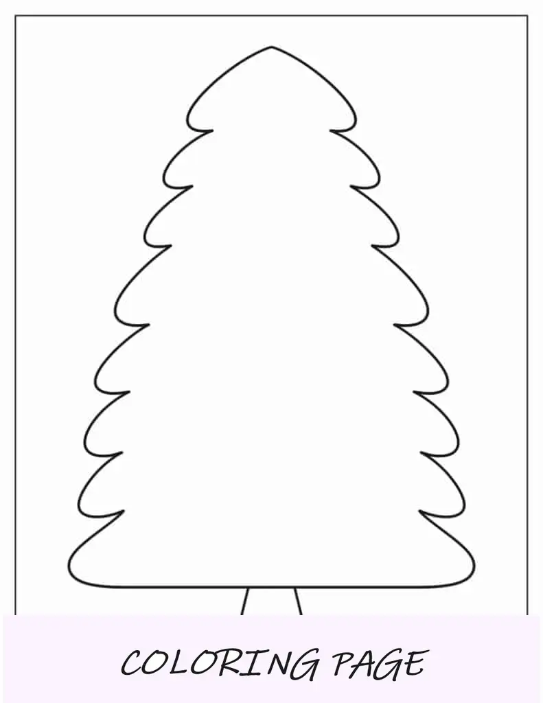 Modelo de árvore de Natal fofo de duas meias páginas para crianças em idade pré-escolar