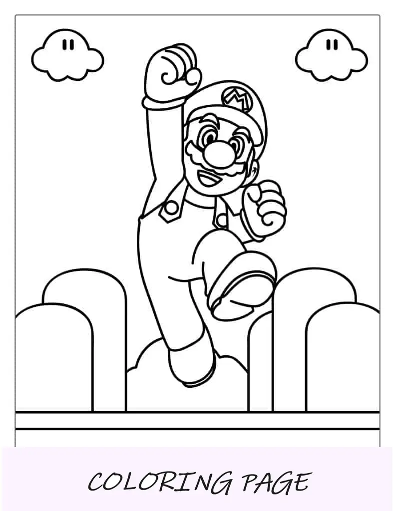 Saltando Super Mario para colorear
