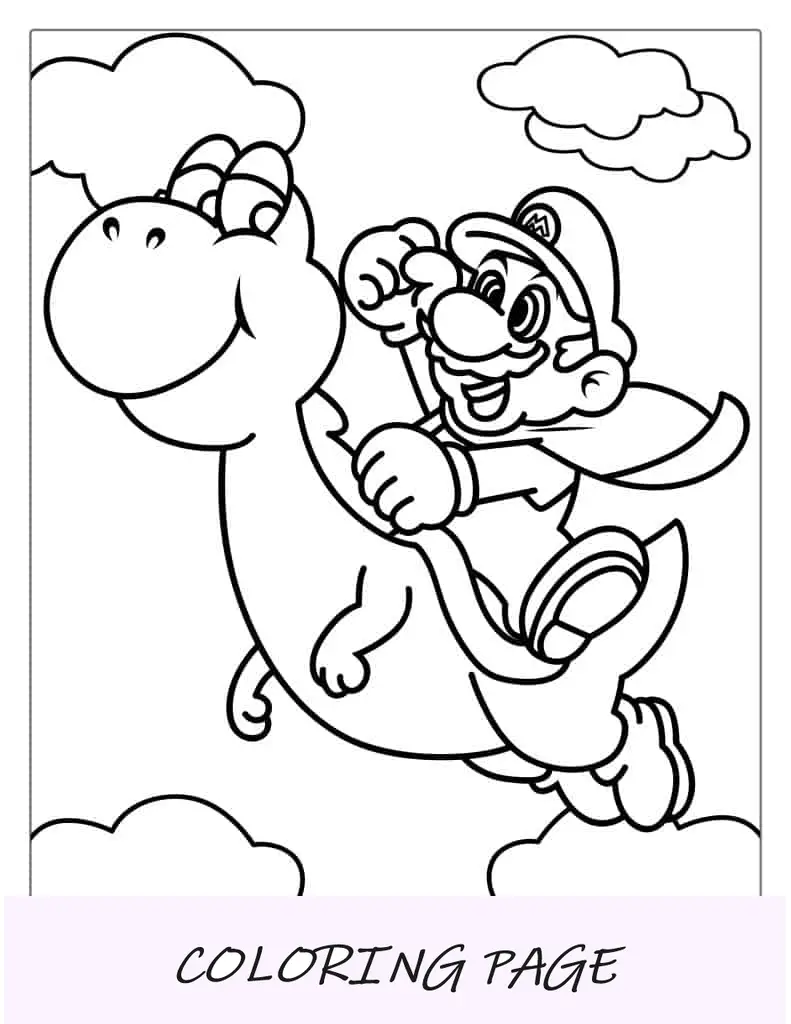 colorear super mario y yoshi