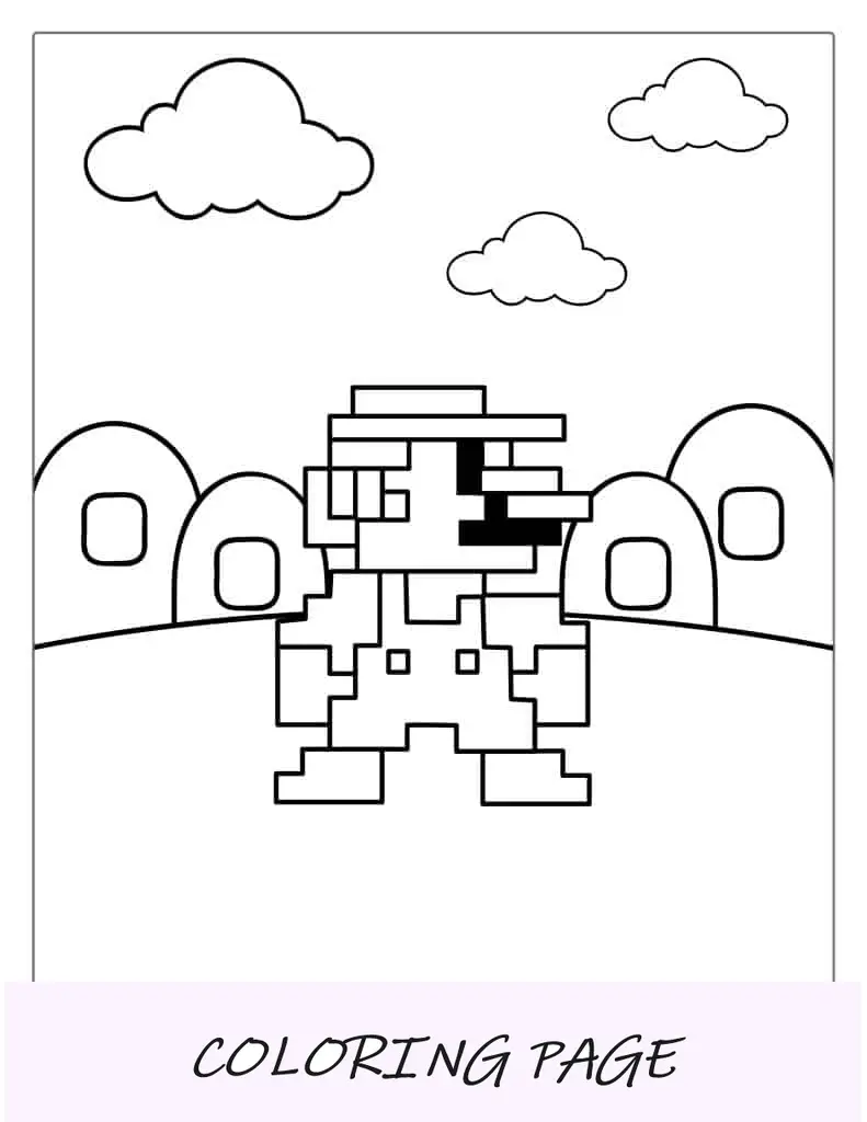 Página para colorear de Super Mario pixelada