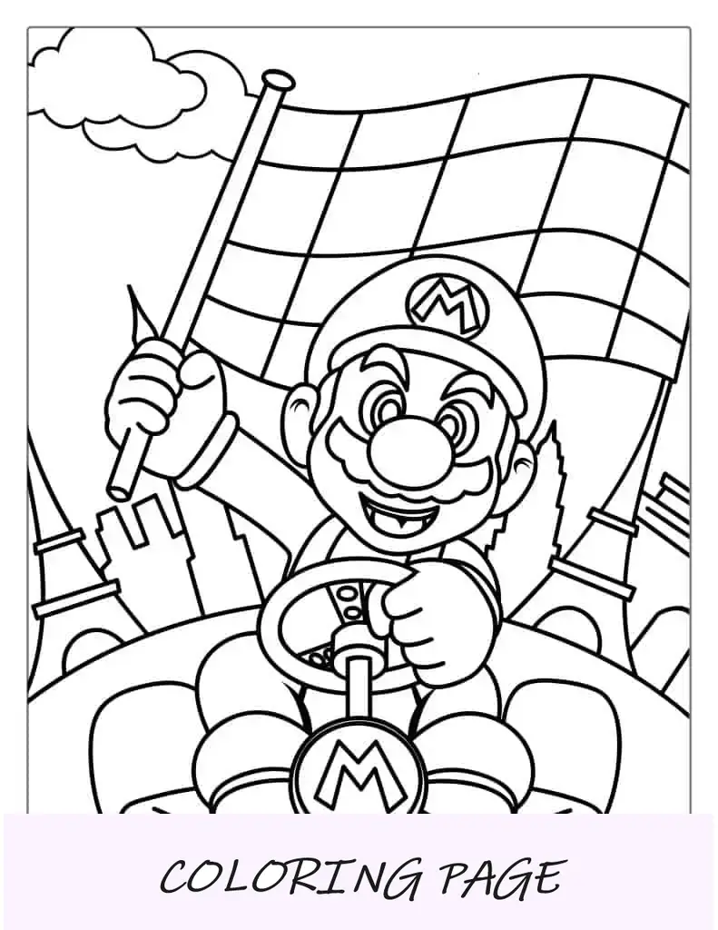 Mario Kart Página para colorear