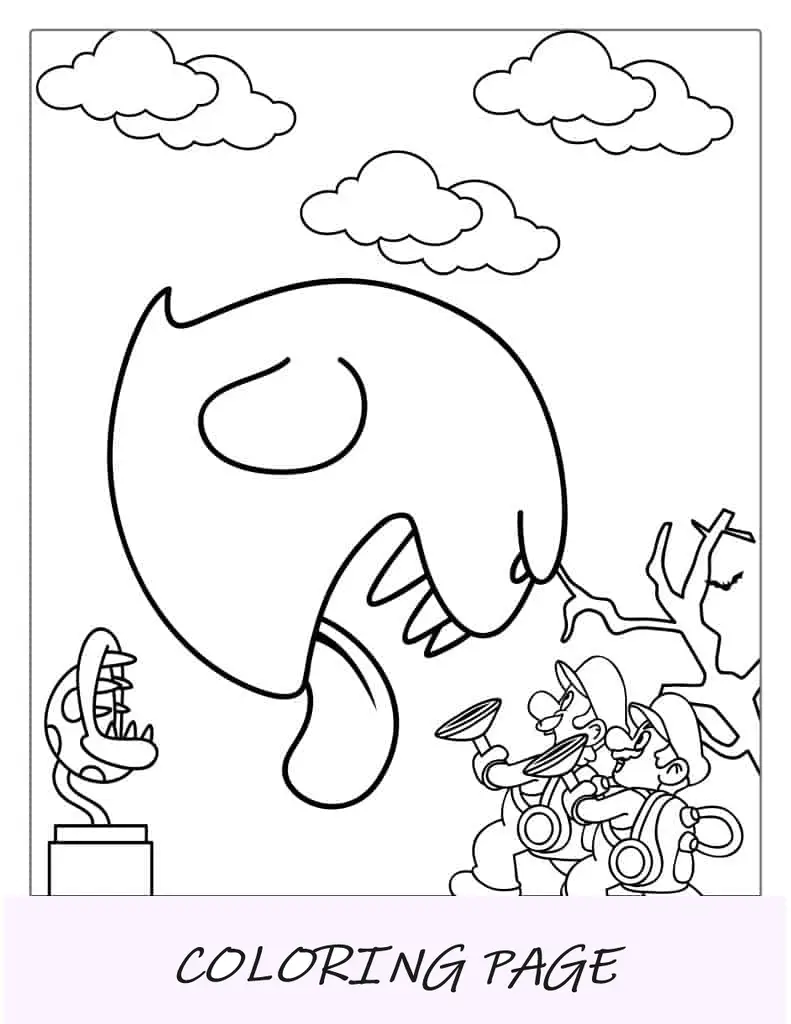 Mario y Luigi luchando contra Boo para colorear