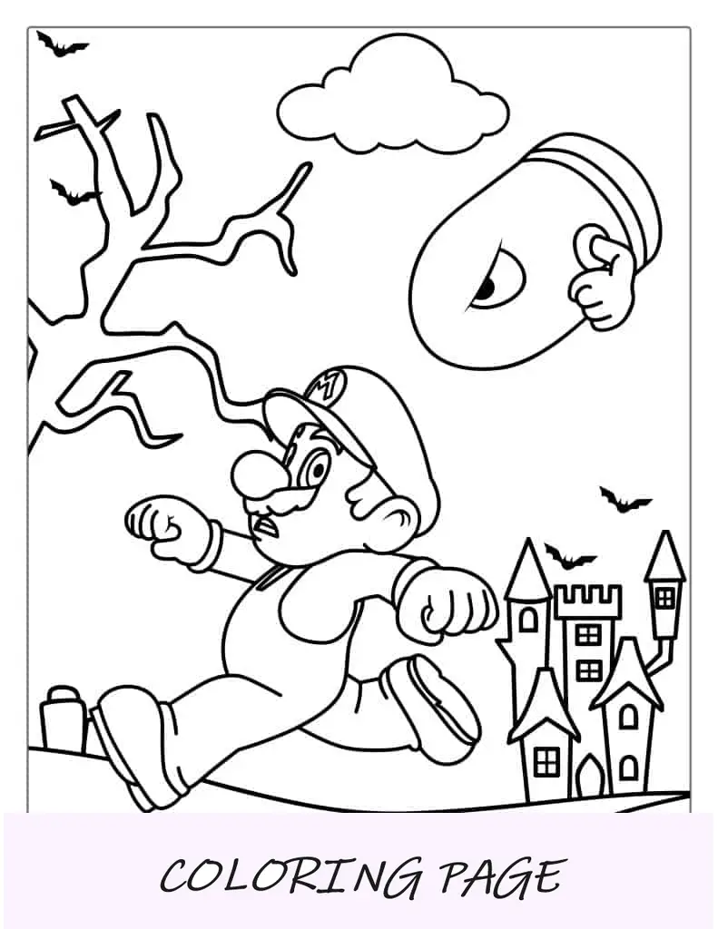 Mario huyendo de Bullet Bill para colorear