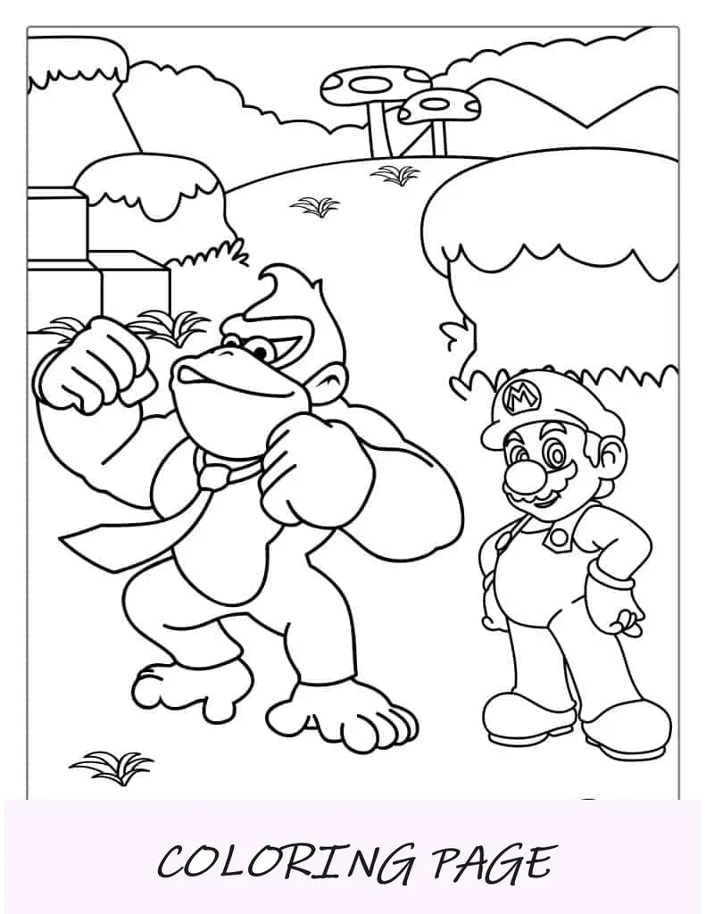 Donkey Kong Y Mario Para Colorear