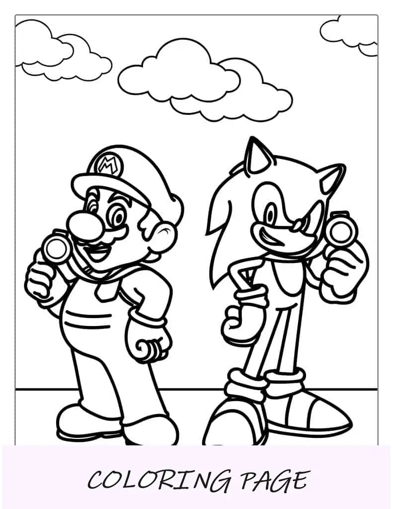 Página para colorear de Sonic y Mario_