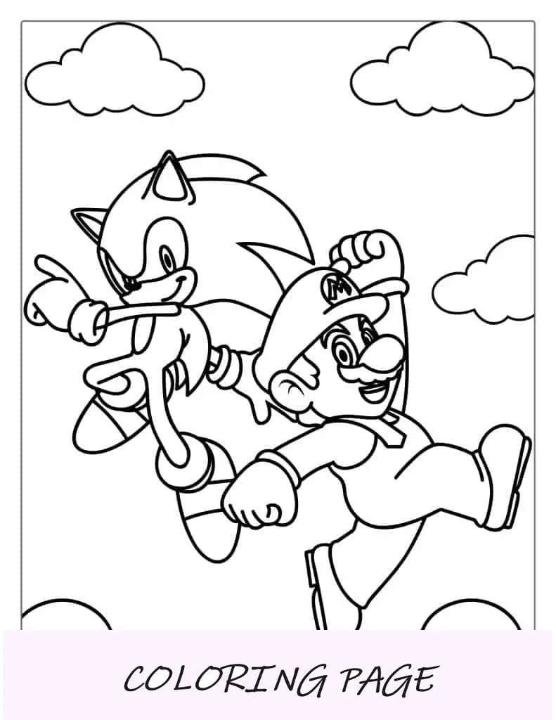 Mario y Sonic para colorear