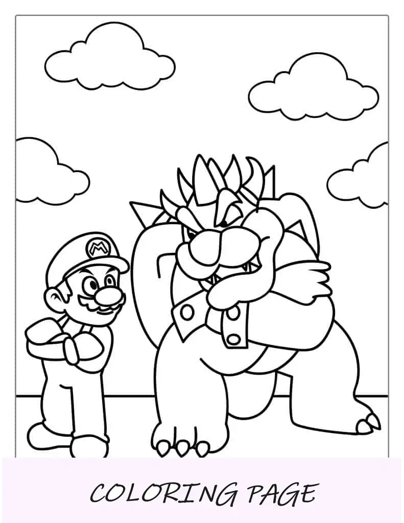 Mario y Bowser para colorear para niños