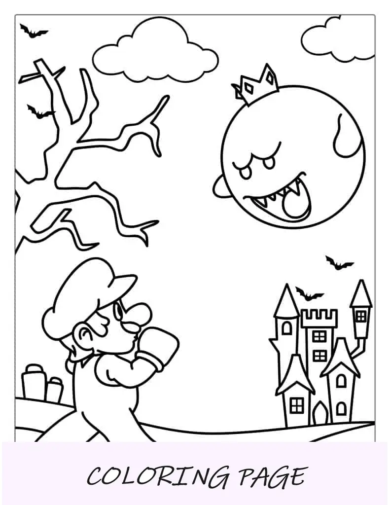 Hoja para colorear de Mario y Boo