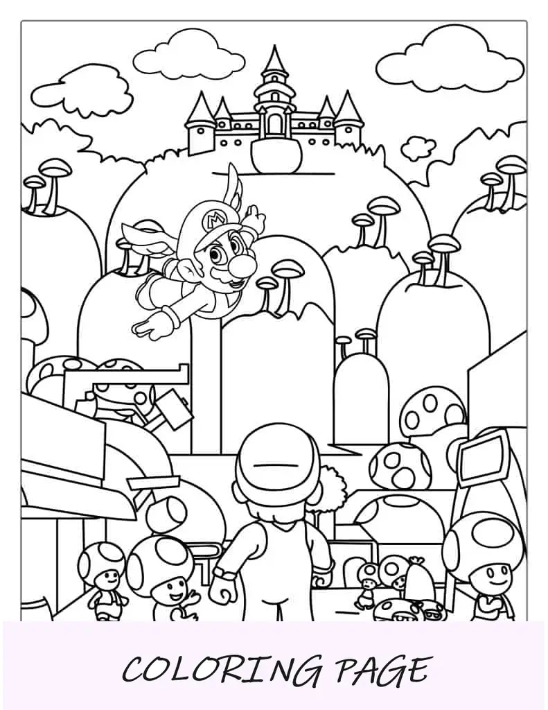 Hoja para colorear del póster de la película Super Mario
