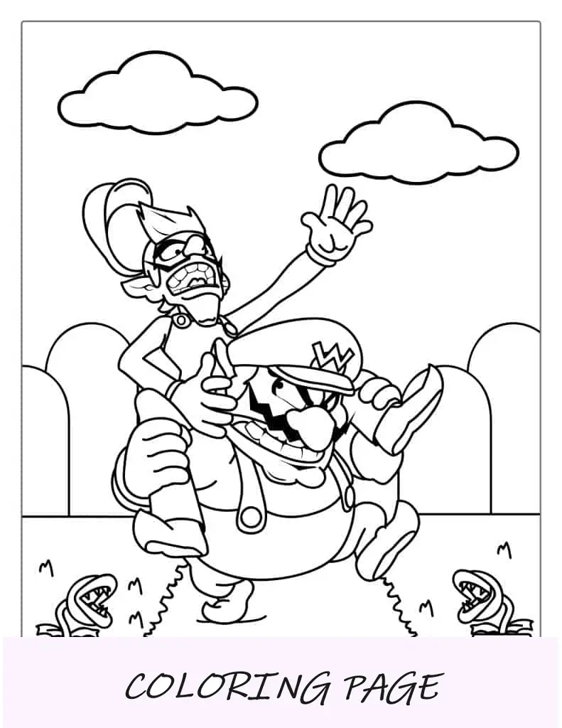 Waluigi y Wario para colorear