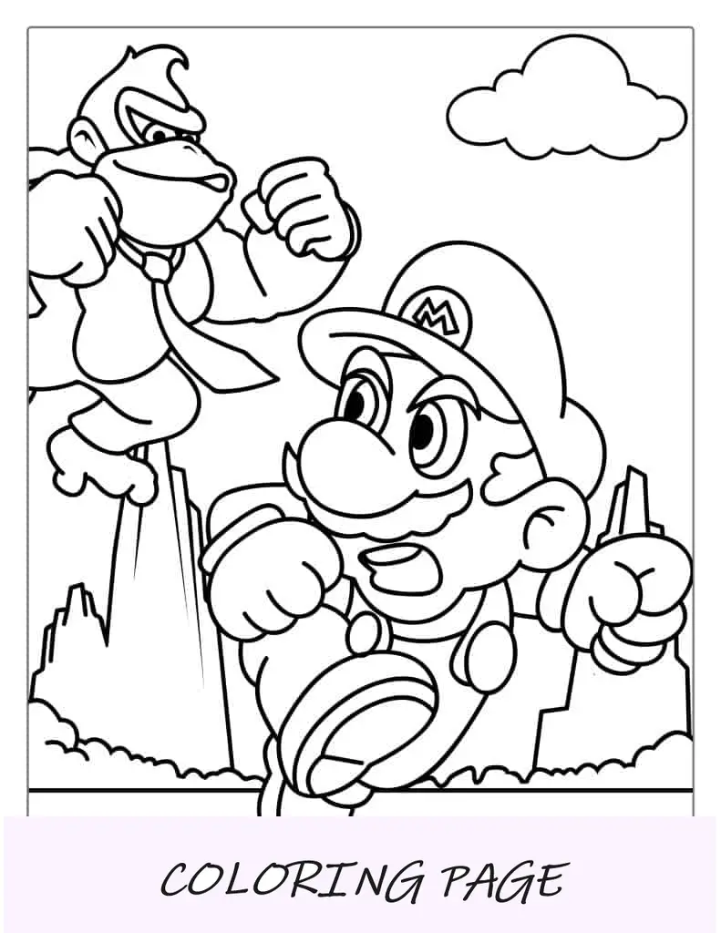 Mario y Donkey Kong para colorear