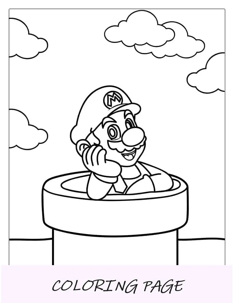 Mario En El Túnel Para Colorear