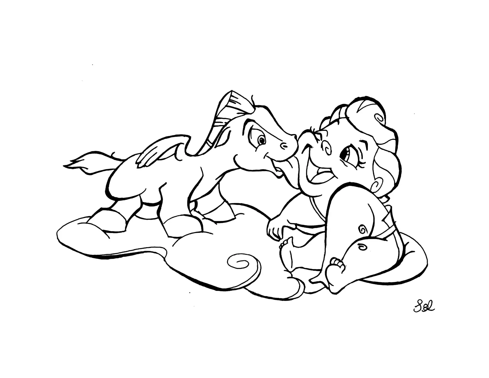 Pegasus And Hercules Disney Coloring Page