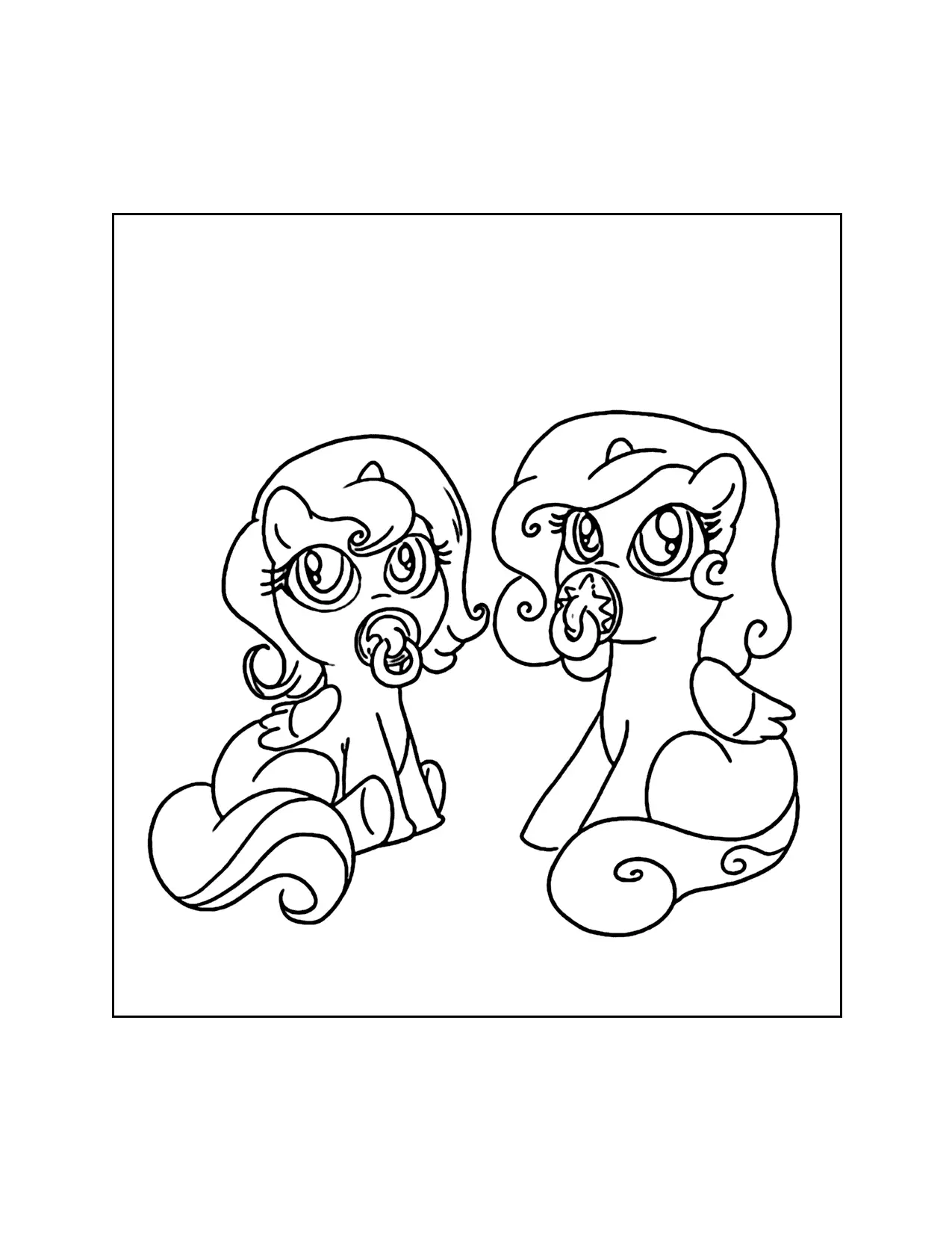 Twin Baby Pegasus Coloring Page