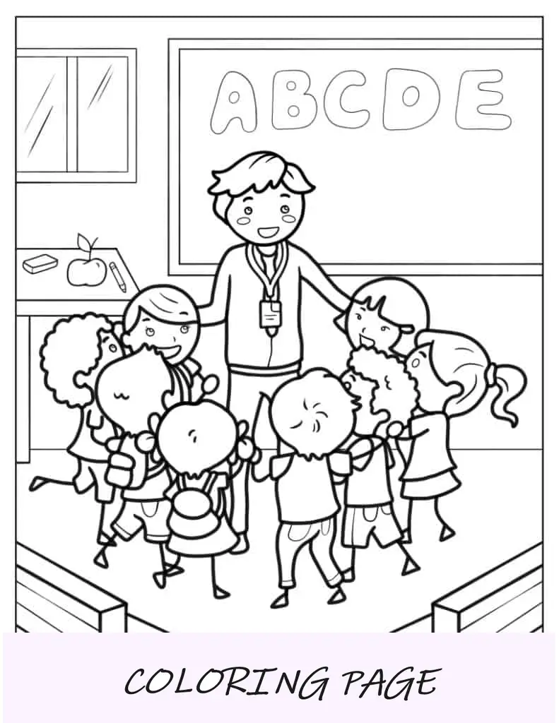 Professor e crianças aprendendo em sala de aula