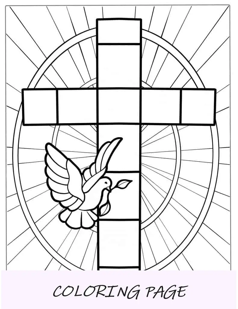 Cruz simples de vitral com pomba