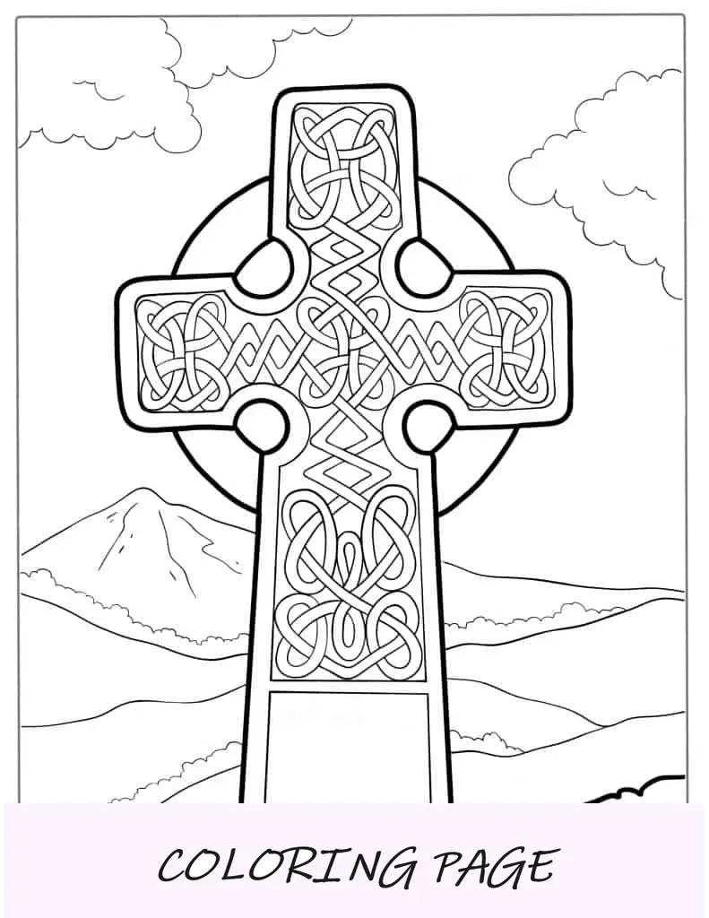 Folha para colorir da cruz celta para crianças