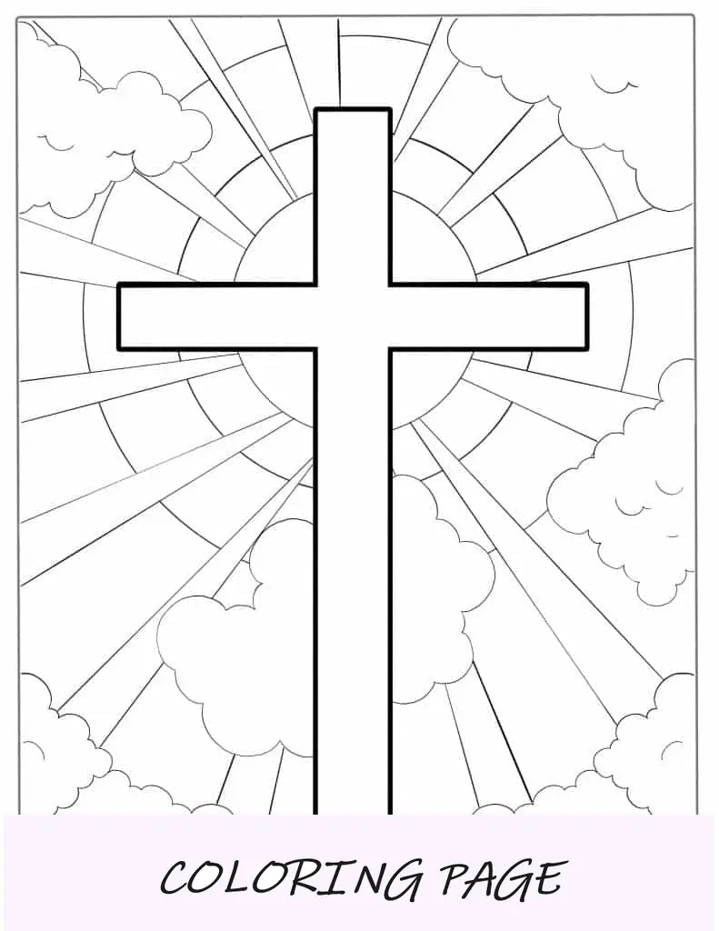 Cruz fácil de escola dominical para colorir